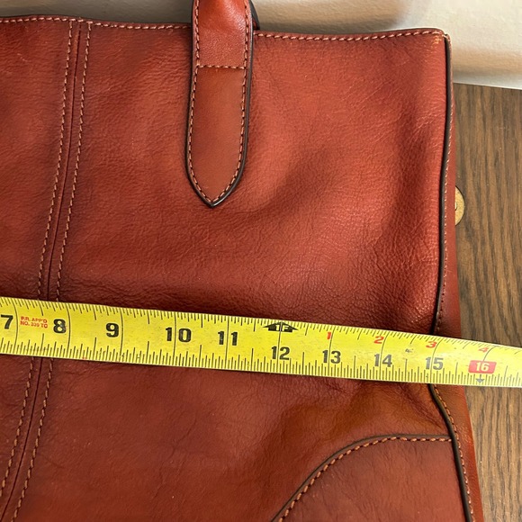 FRYE Ring Brown Cognac Leather Hobo Tote Purse - Picture 16 of 16